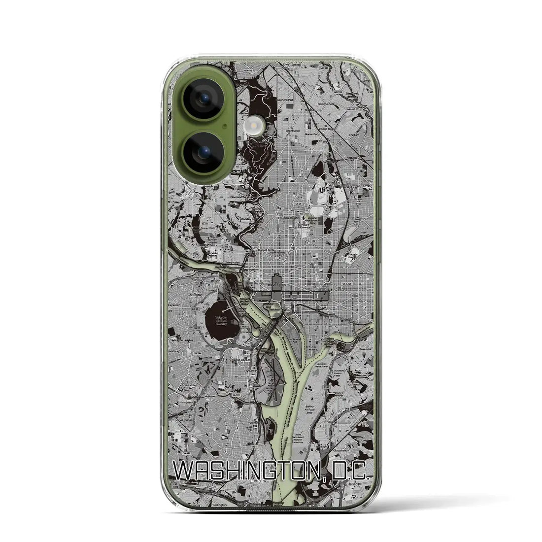 【ワシントンD.C.（アメリカ）】地図柄iPhoneケース（クリアタイプ）モノトーン・iPhone 17 Pro Max 用