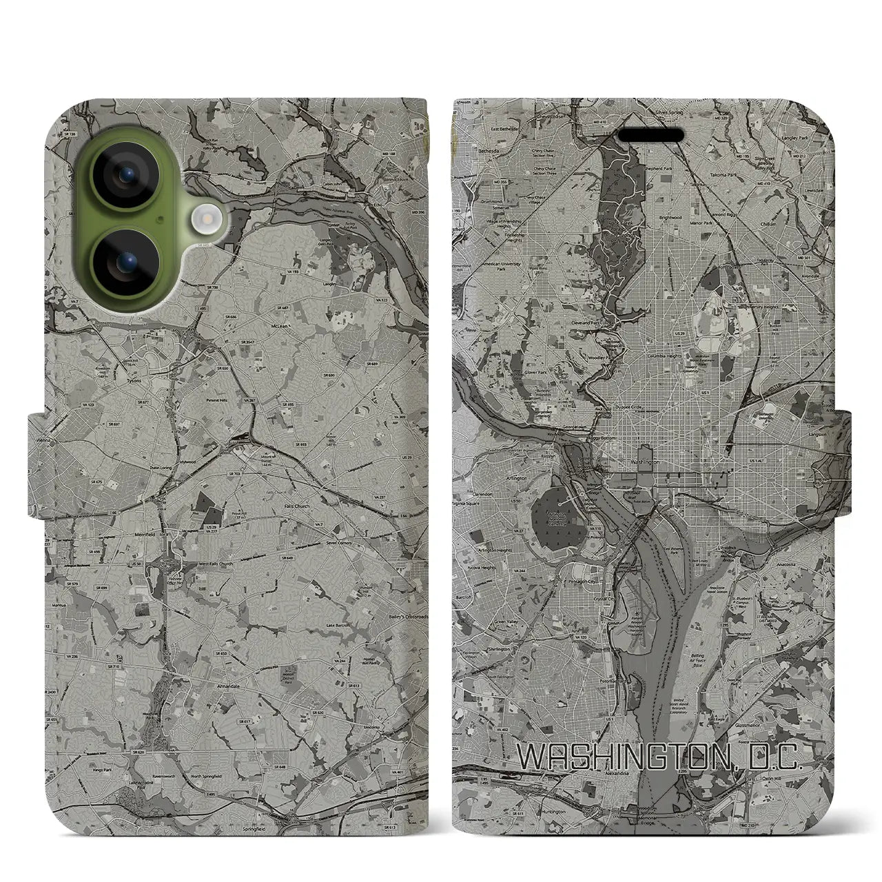 【ワシントンD.C.（アメリカ）】地図柄iPhoneケース（手帳タイプ）