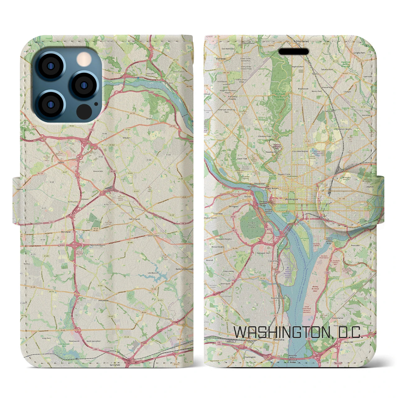 【ワシントンD.C.（アメリカ）】地図柄iPhoneケース（手帳タイプ）