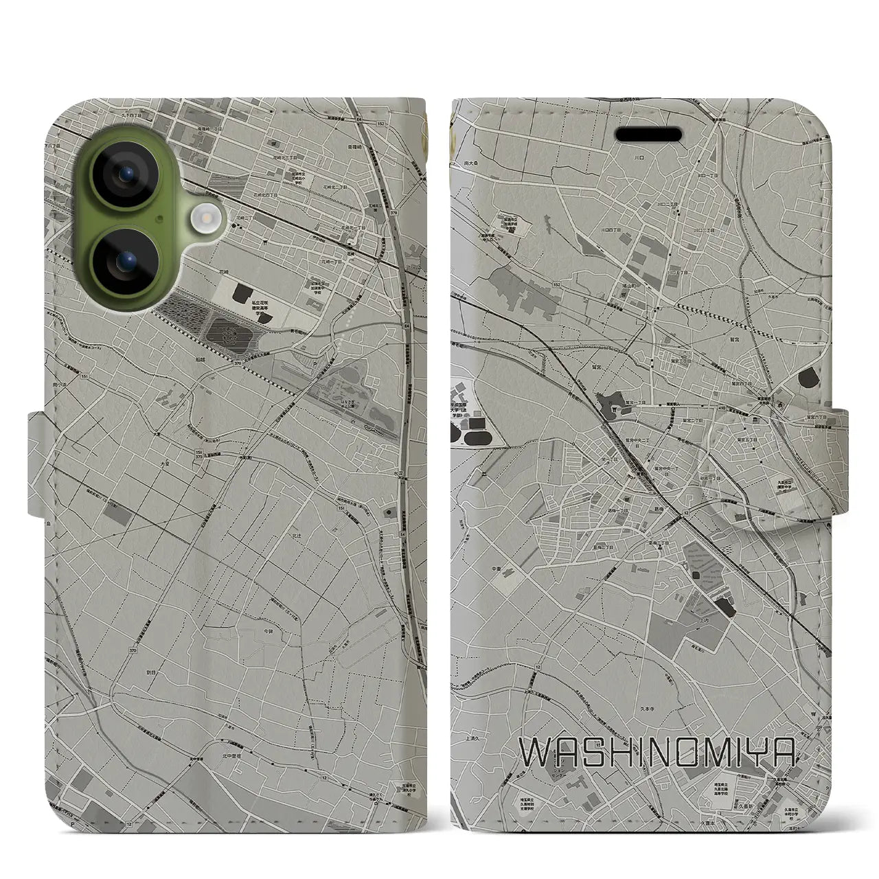 【鷲宮（埼玉県）】地図柄iPhoneケース（手帳タイプ）