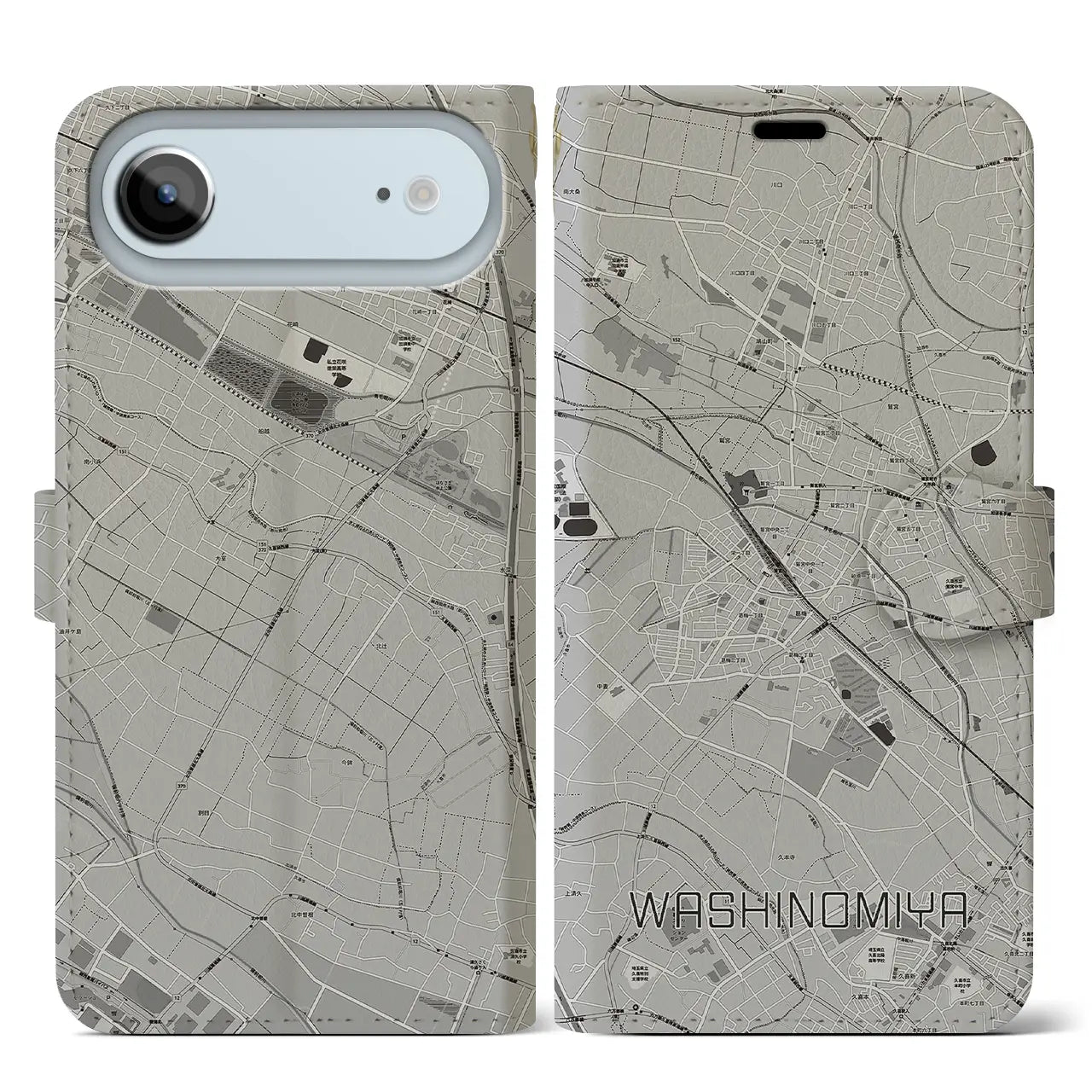 【鷲宮（埼玉県）】地図柄iPhoneケース（手帳タイプ）