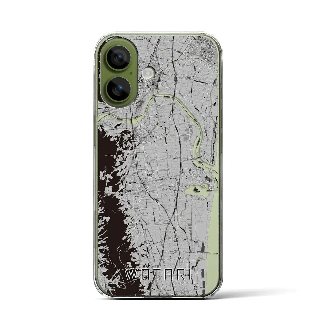 【亘理（宮城県）】地図柄iPhoneケース（クリアタイプ）モノトーン・iPhone 17 Pro Max 用