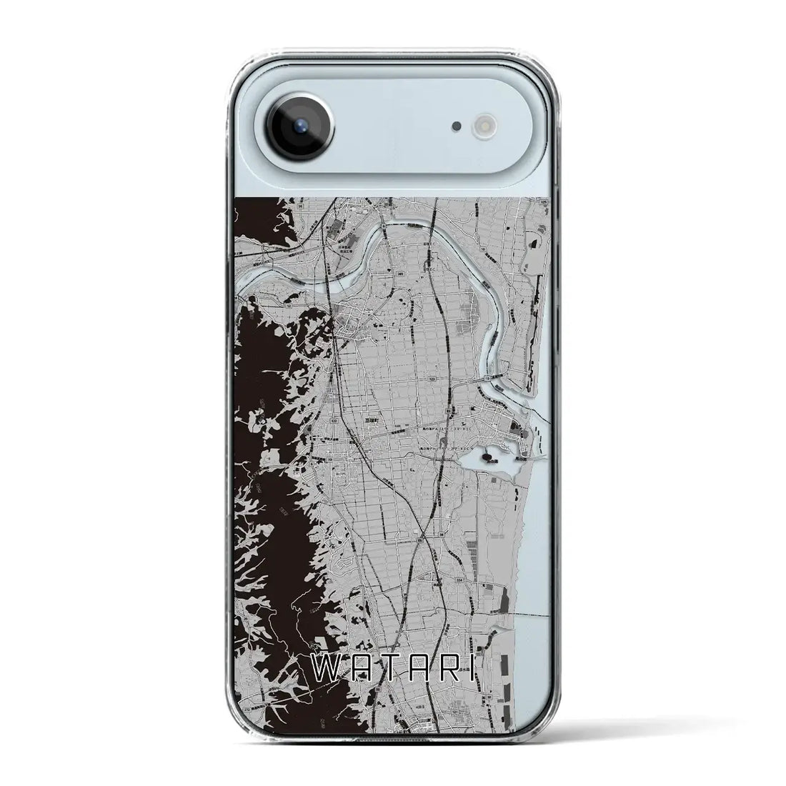 【亘理(宮城県)】地図柄iPhoneケース(クリアタイプ)モノトーン・iPhone 17 Pro Max 用