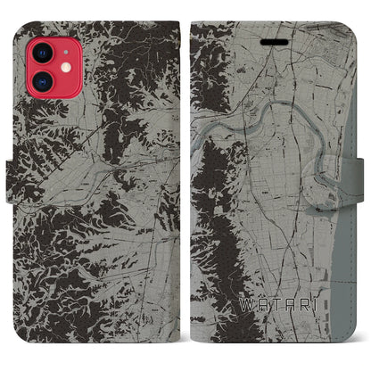 【亘理（宮城県）】地図柄iPhoneケース（手帳タイプ）モノトーン・iPhone 11 用