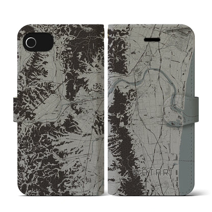 【亘理（宮城県）】地図柄iPhoneケース（手帳タイプ）モノトーン・iPhone SE（第3 / 第2世代） / 8 / 7 / 6s / 6 用