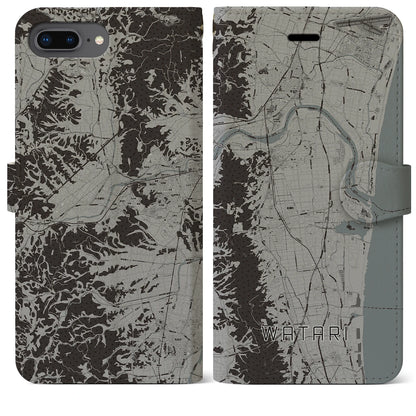 【亘理（宮城県）】地図柄iPhoneケース（手帳タイプ）モノトーン・iPhone 8Plus /7Plus / 6sPlus / 6Plus 用