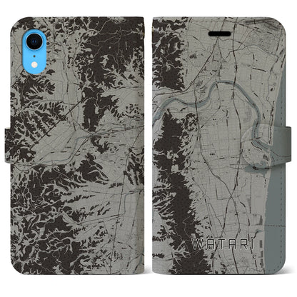 【亘理（宮城県）】地図柄iPhoneケース（手帳タイプ）モノトーン・iPhone XR 用
