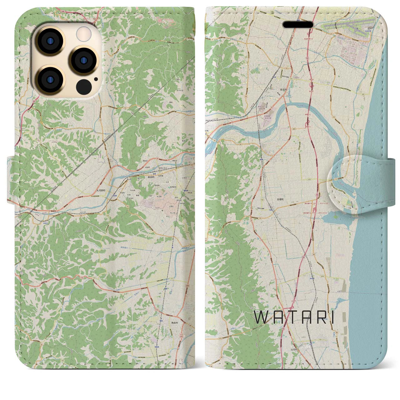 【亘理（宮城県）】地図柄iPhoneケース（手帳タイプ）