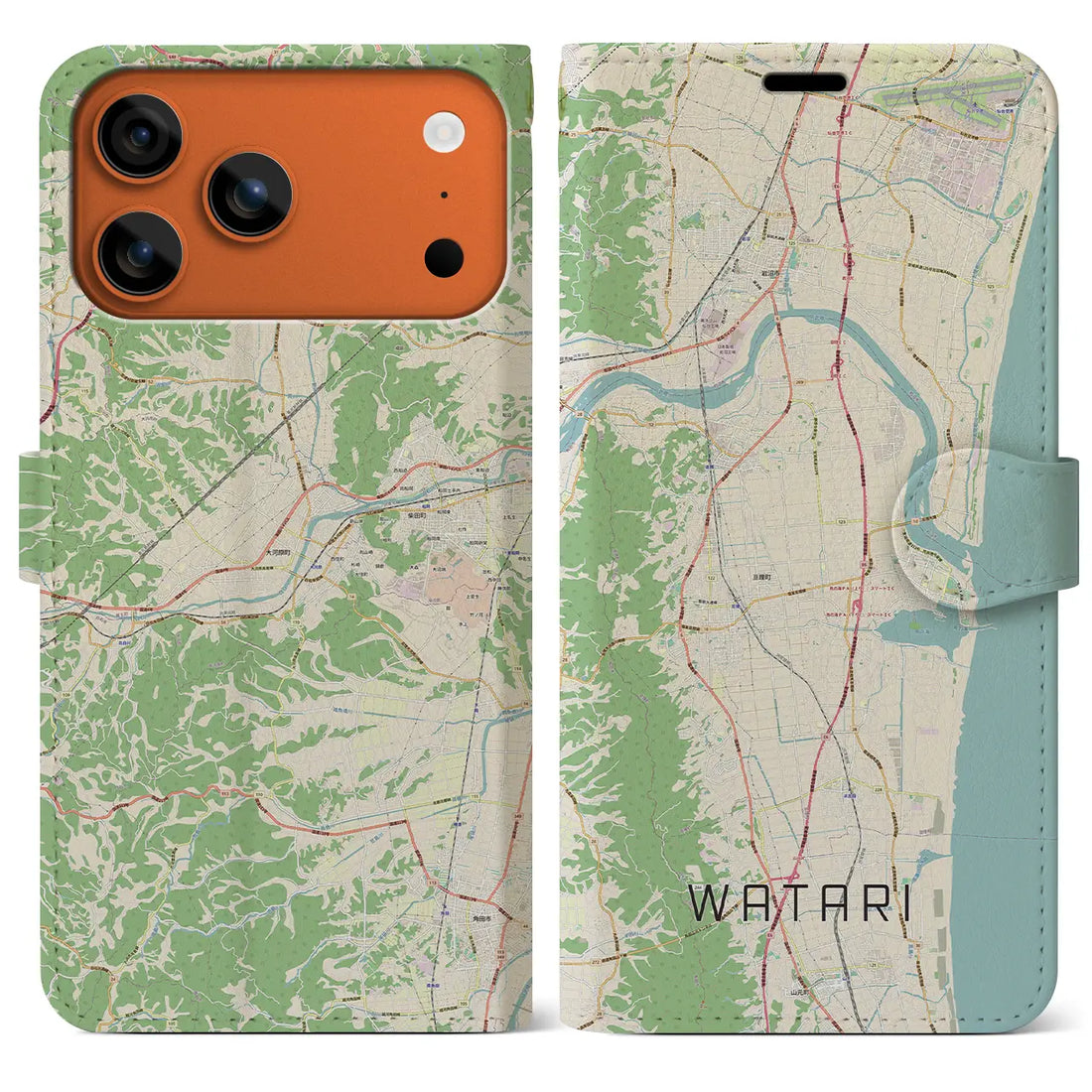 【亘理（宮城県）】地図柄iPhoneケース（手帳タイプ）