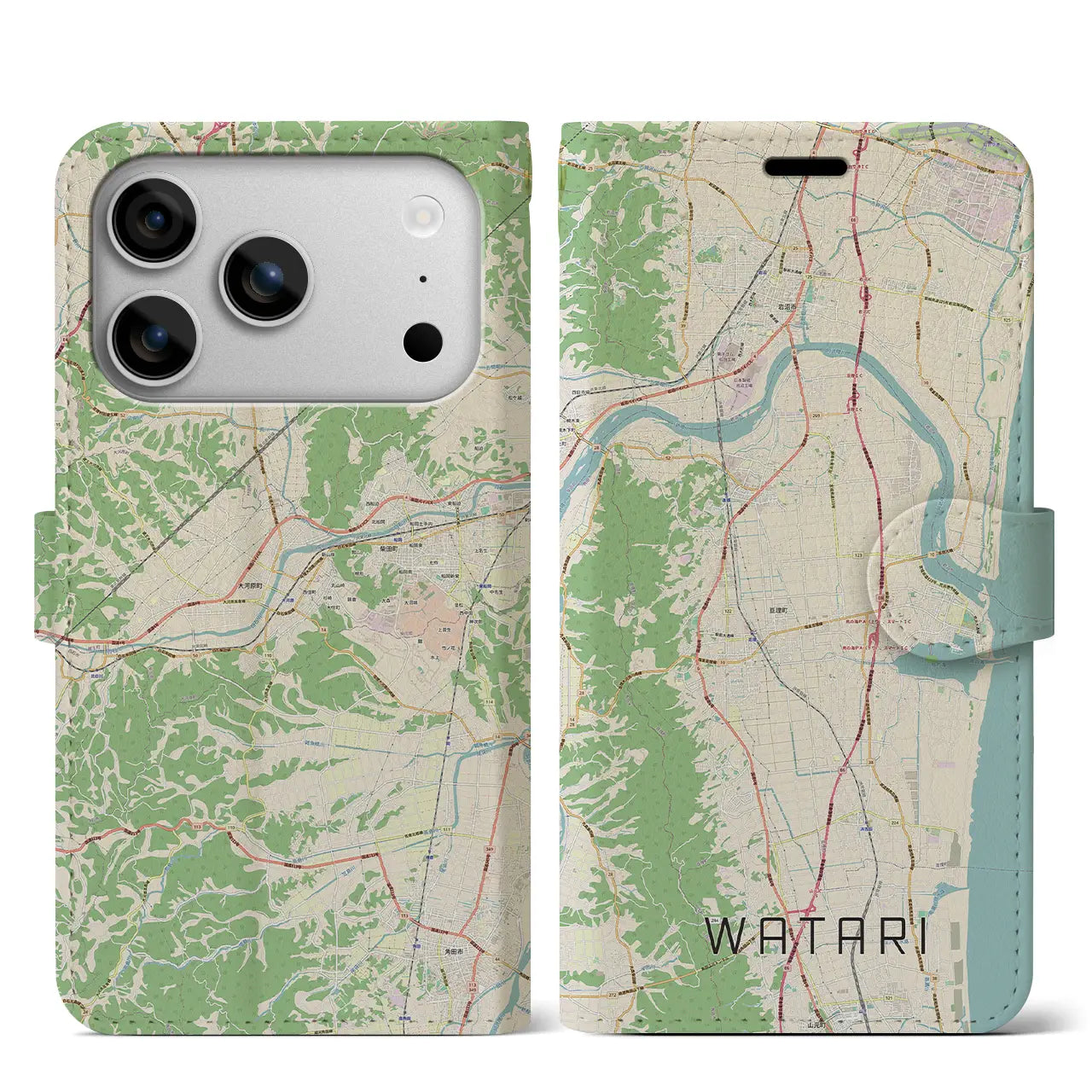 【亘理（宮城県）】地図柄iPhoneケース（手帳タイプ）