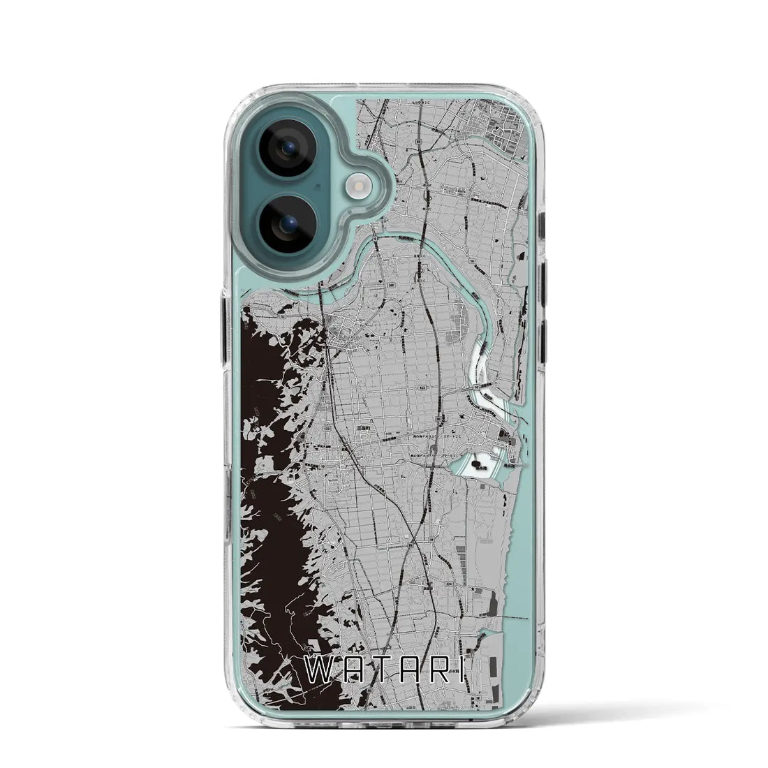 【亘理（宮城県）】地図柄iPhoneケース（MagSafeタイプ）モノトーン・iPhone 16 Pro 用