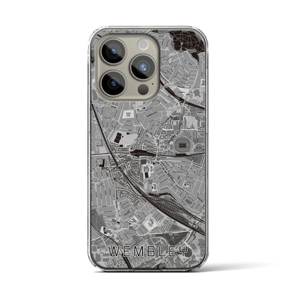 【ウェンブリー（イギリス）】地図柄iPhoneケース（クリアタイプ）モノトーン・iPhone 15 Pro 用