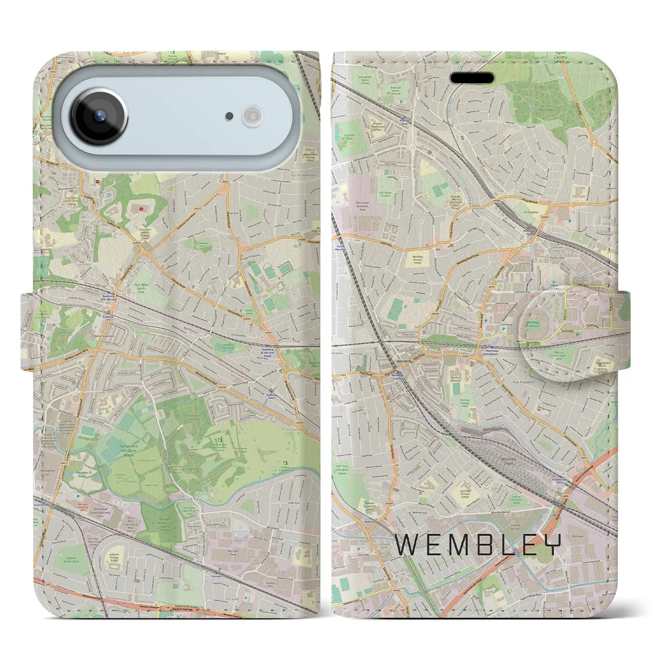 【ウェンブリー（イギリス）】地図柄iPhoneケース（手帳タイプ）