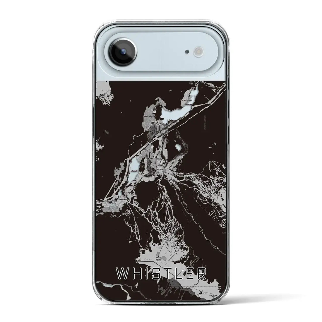 【ウィスラー（カナダ）】地図柄iPhoneケース（クリアタイプ）モノトーン・iPhone 17 Pro Max 用