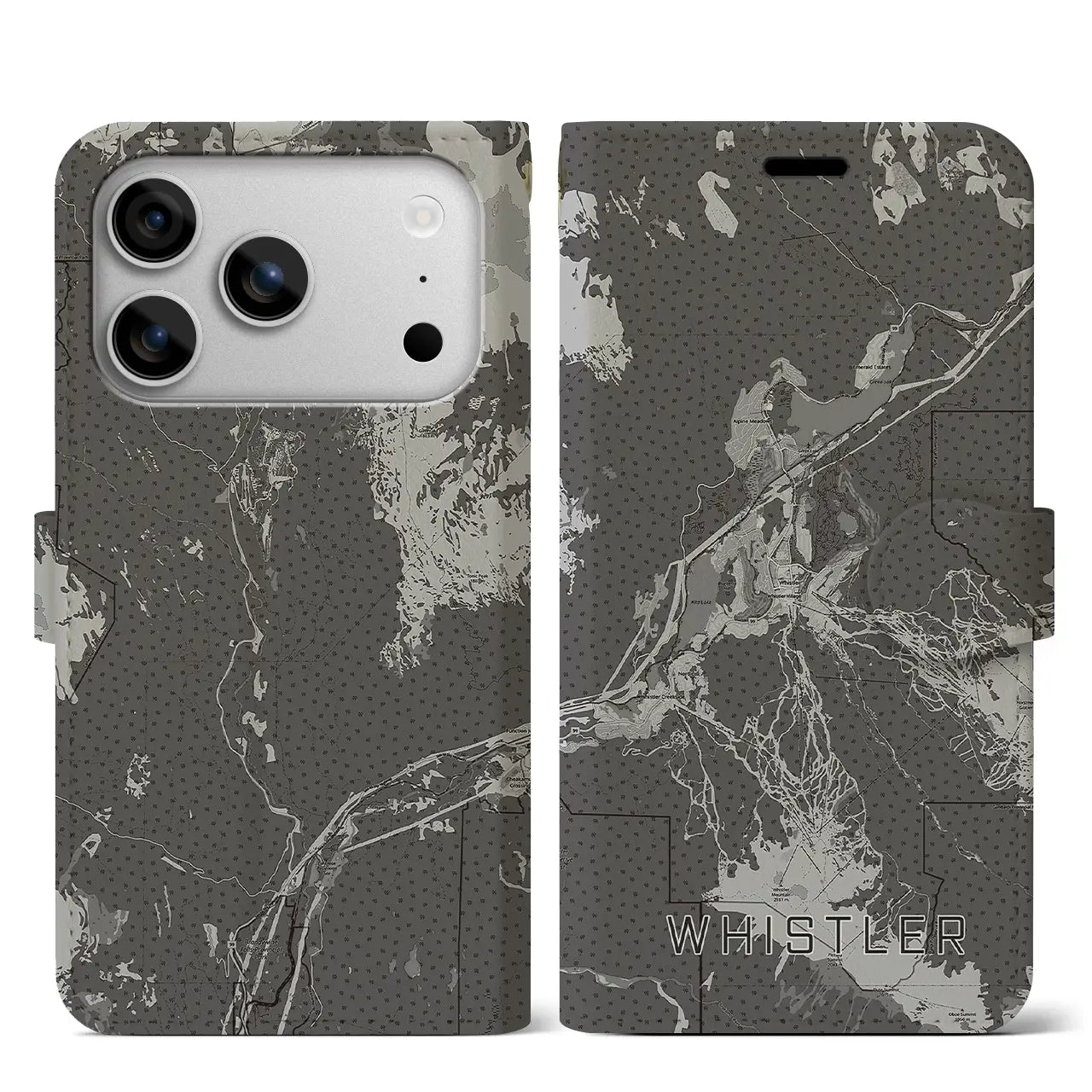 【ウィスラー（カナダ）】地図柄iPhoneケース（手帳タイプ）