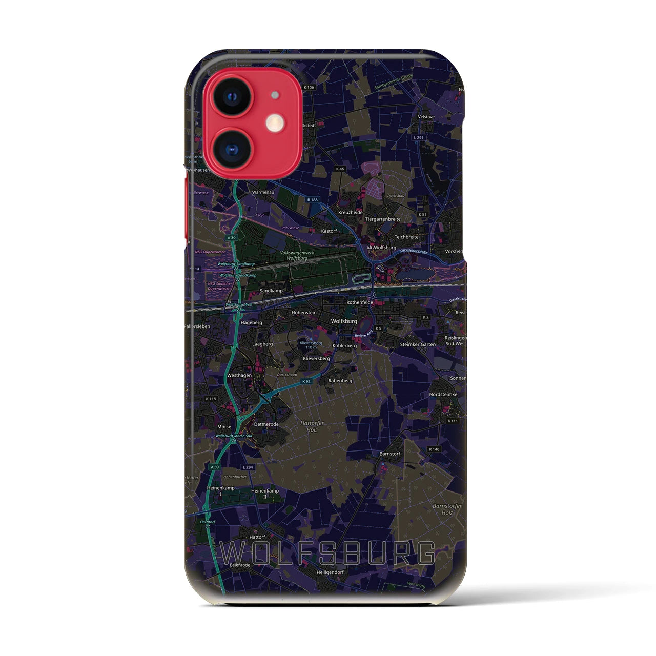 【ヴォルフスブルク（ドイツ）】地図柄iPhoneケース（バックカバータイプ）