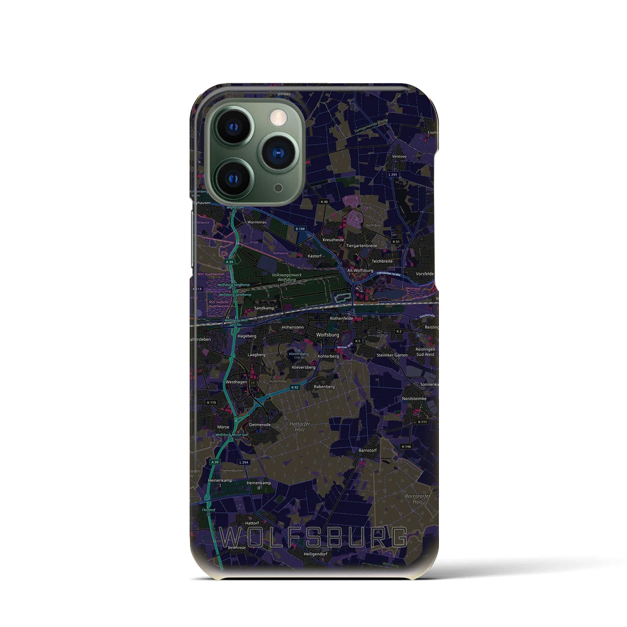 【ヴォルフスブルク（ドイツ）】地図柄iPhoneケース（バックカバータイプ）