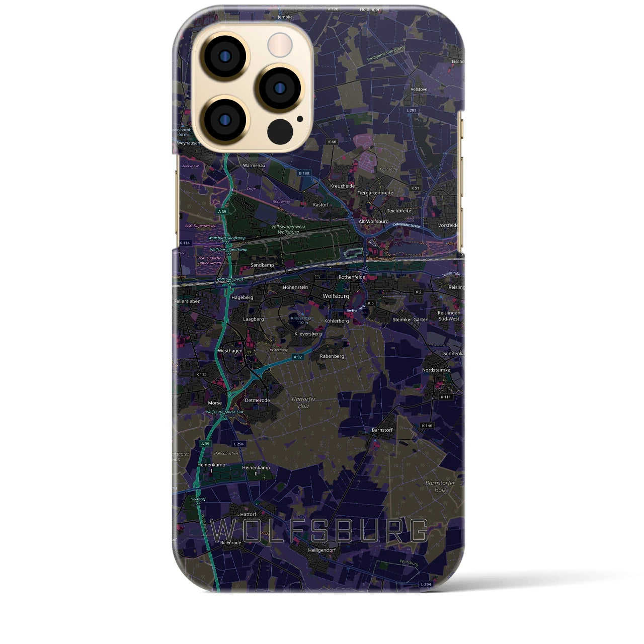 【ヴォルフスブルク（ドイツ）】地図柄iPhoneケース（バックカバータイプ）