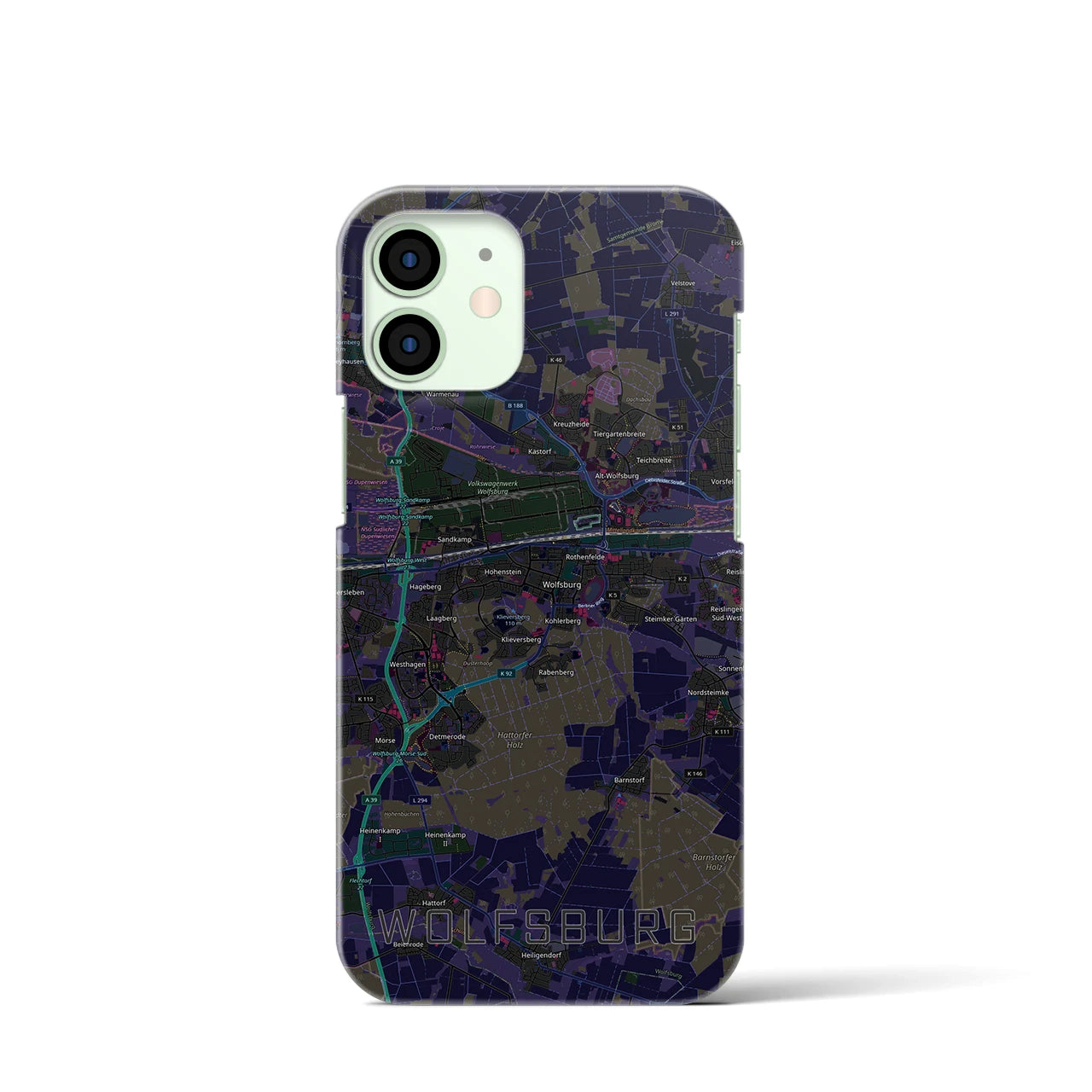 【ヴォルフスブルク（ドイツ）】地図柄iPhoneケース（バックカバータイプ）