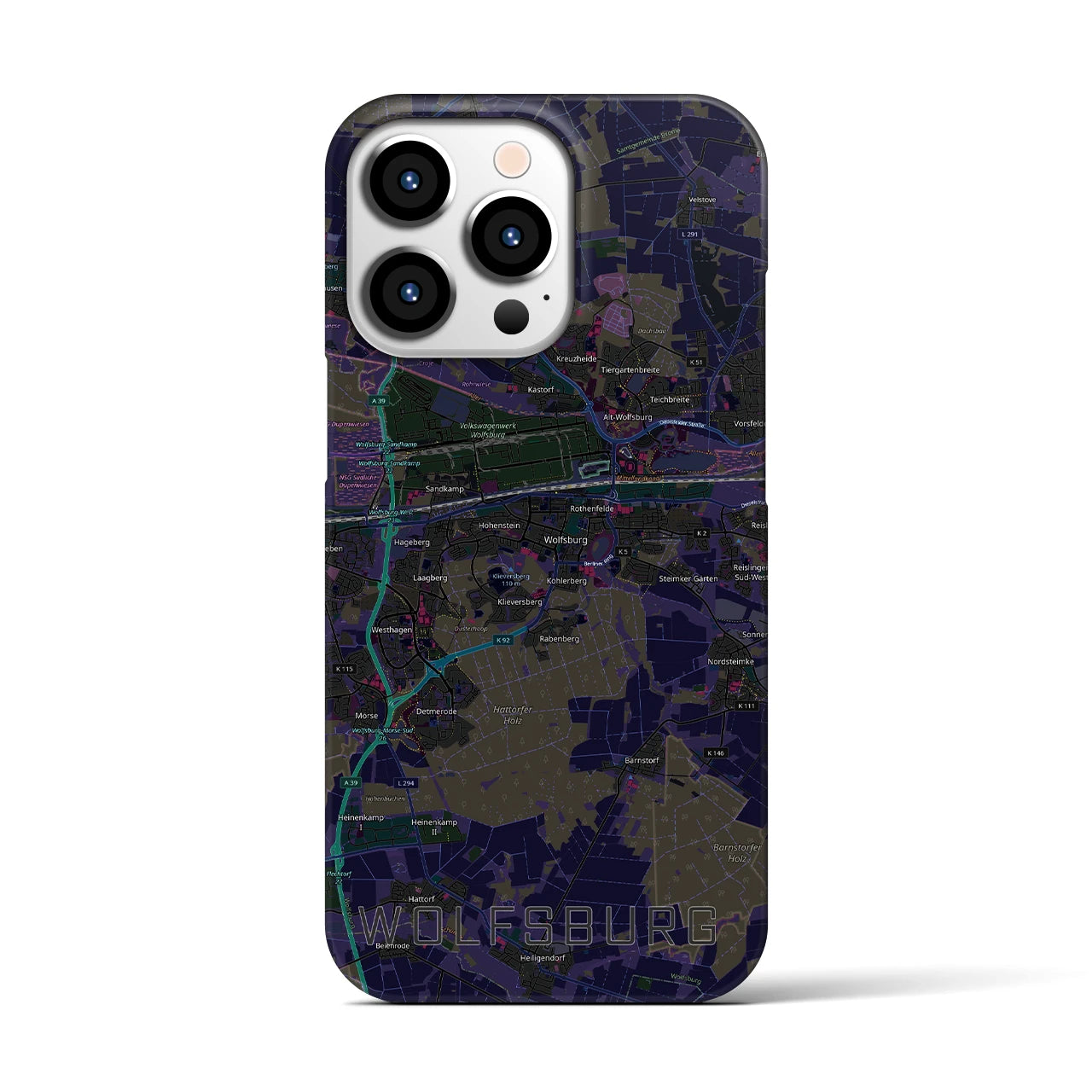 【ヴォルフスブルク（ドイツ）】地図柄iPhoneケース（バックカバータイプ）