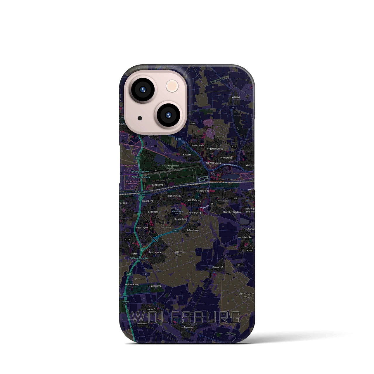 【ヴォルフスブルク（ドイツ）】地図柄iPhoneケース（バックカバータイプ）