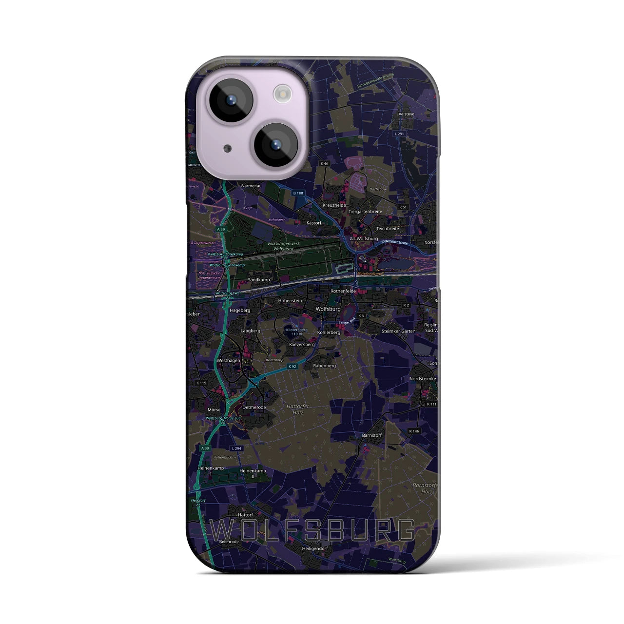 【ヴォルフスブルク（ドイツ）】地図柄iPhoneケース（バックカバータイプ）