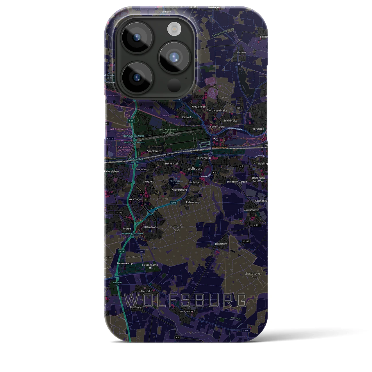 【ヴォルフスブルク（ドイツ）】地図柄iPhoneケース（バックカバータイプ）