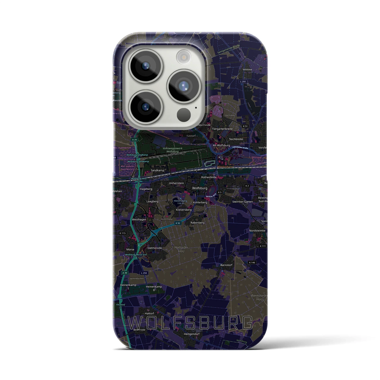 【ヴォルフスブルク（ドイツ）】地図柄iPhoneケース（バックカバータイプ）
