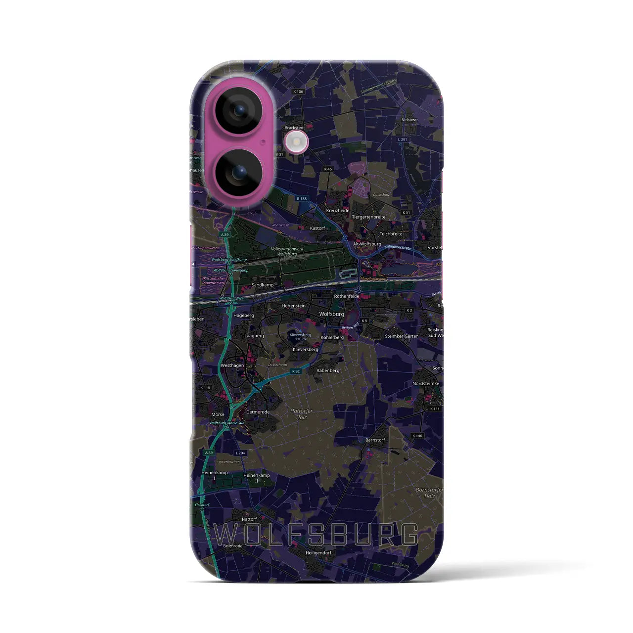 【ヴォルフスブルク（ドイツ）】地図柄iPhoneケース（バックカバータイプ）
