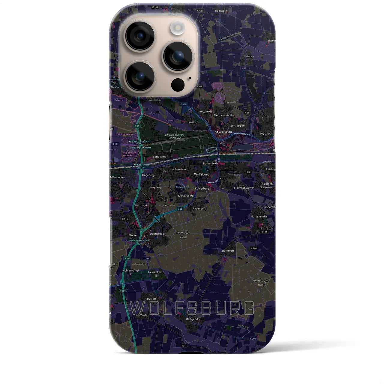 【ヴォルフスブルク（ドイツ）】地図柄iPhoneケース（バックカバータイプ）
