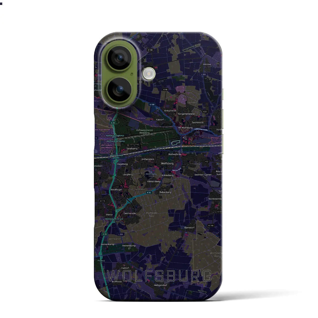 【ヴォルフスブルク（ドイツ）】地図柄iPhoneケース（バックカバータイプ）