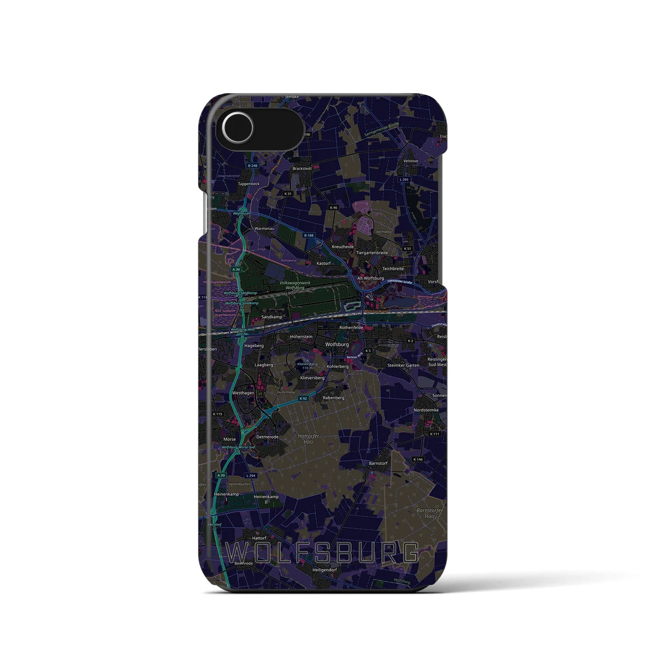 【ヴォルフスブルク（ドイツ）】地図柄iPhoneケース（バックカバータイプ）