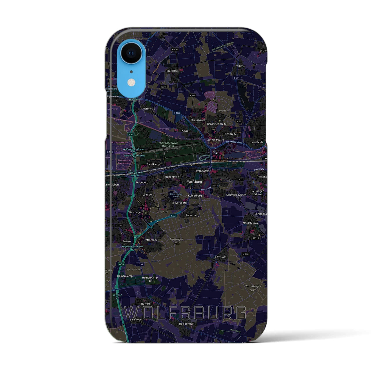 【ヴォルフスブルク（ドイツ）】地図柄iPhoneケース（バックカバータイプ）
