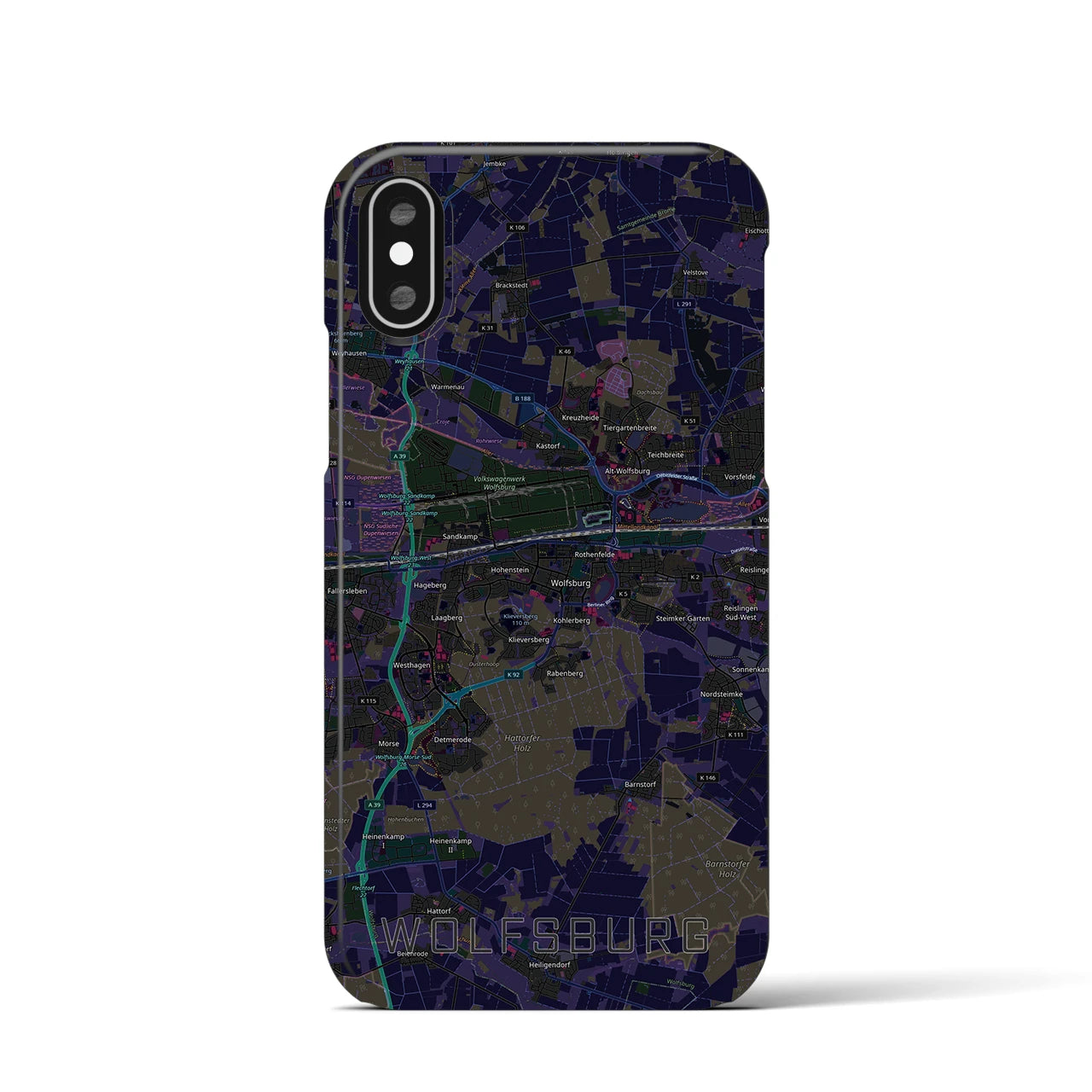 【ヴォルフスブルク（ドイツ）】地図柄iPhoneケース（バックカバータイプ）