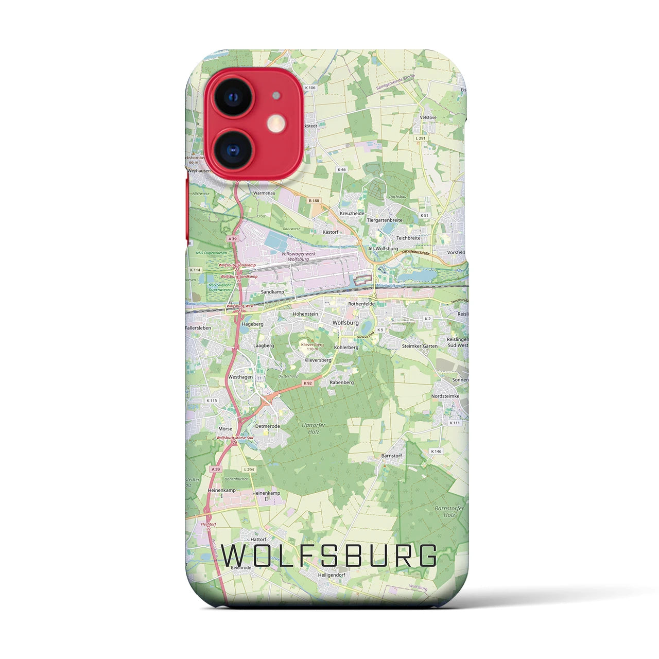 【ヴォルフスブルク（ドイツ）】地図柄iPhoneケース（バックカバータイプ）