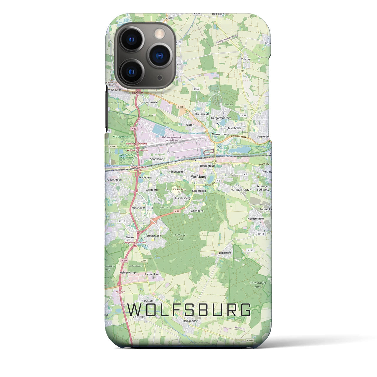 【ヴォルフスブルク（ドイツ）】地図柄iPhoneケース（バックカバータイプ）