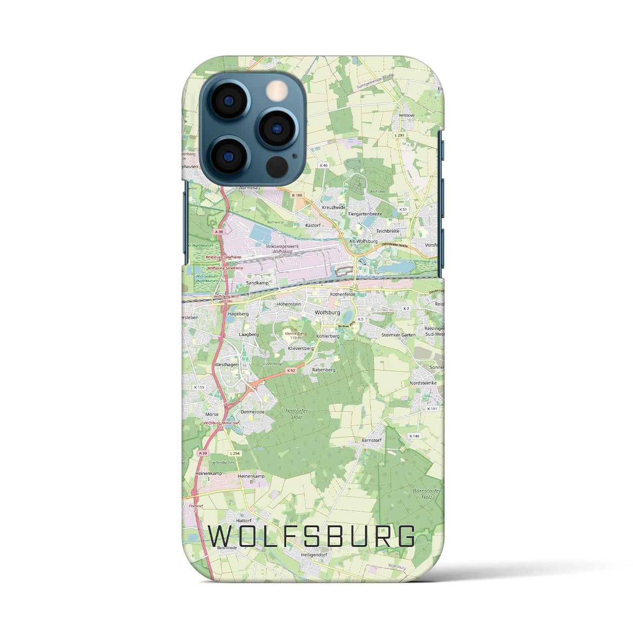 【ヴォルフスブルク（ドイツ）】地図柄iPhoneケース（バックカバータイプ）