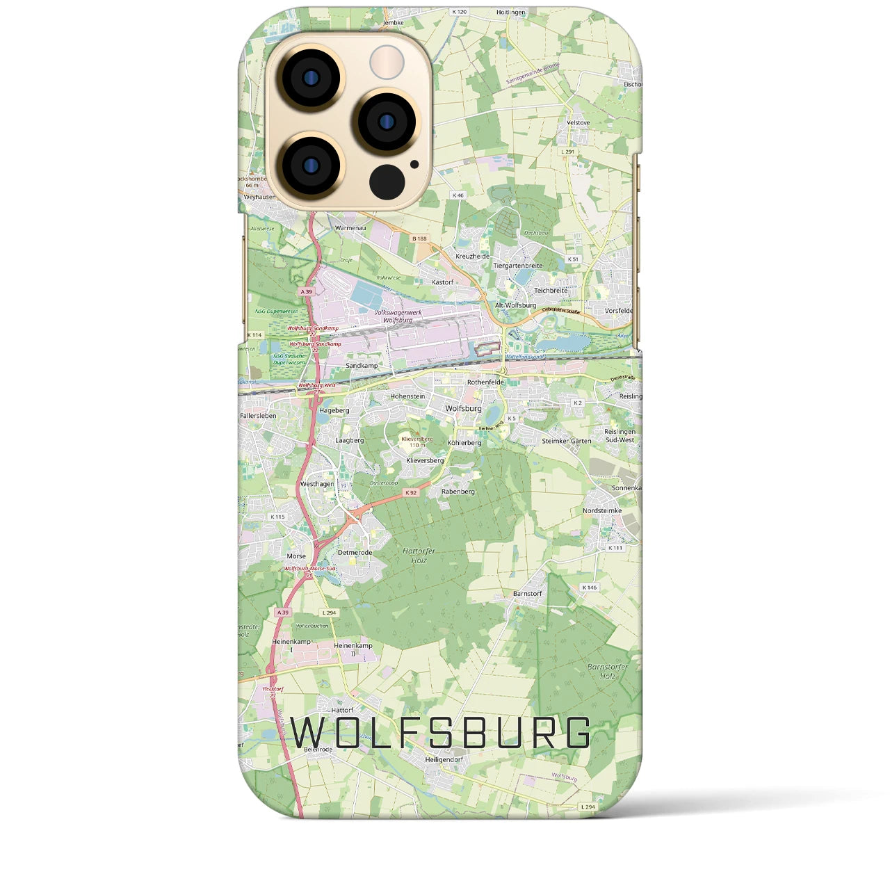 【ヴォルフスブルク（ドイツ）】地図柄iPhoneケース（バックカバータイプ）