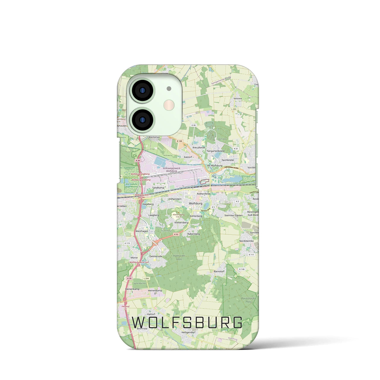 【ヴォルフスブルク（ドイツ）】地図柄iPhoneケース（バックカバータイプ）