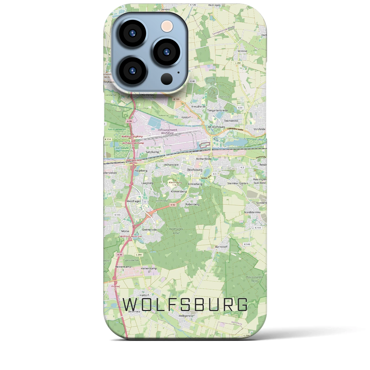 【ヴォルフスブルク（ドイツ）】地図柄iPhoneケース（バックカバータイプ）