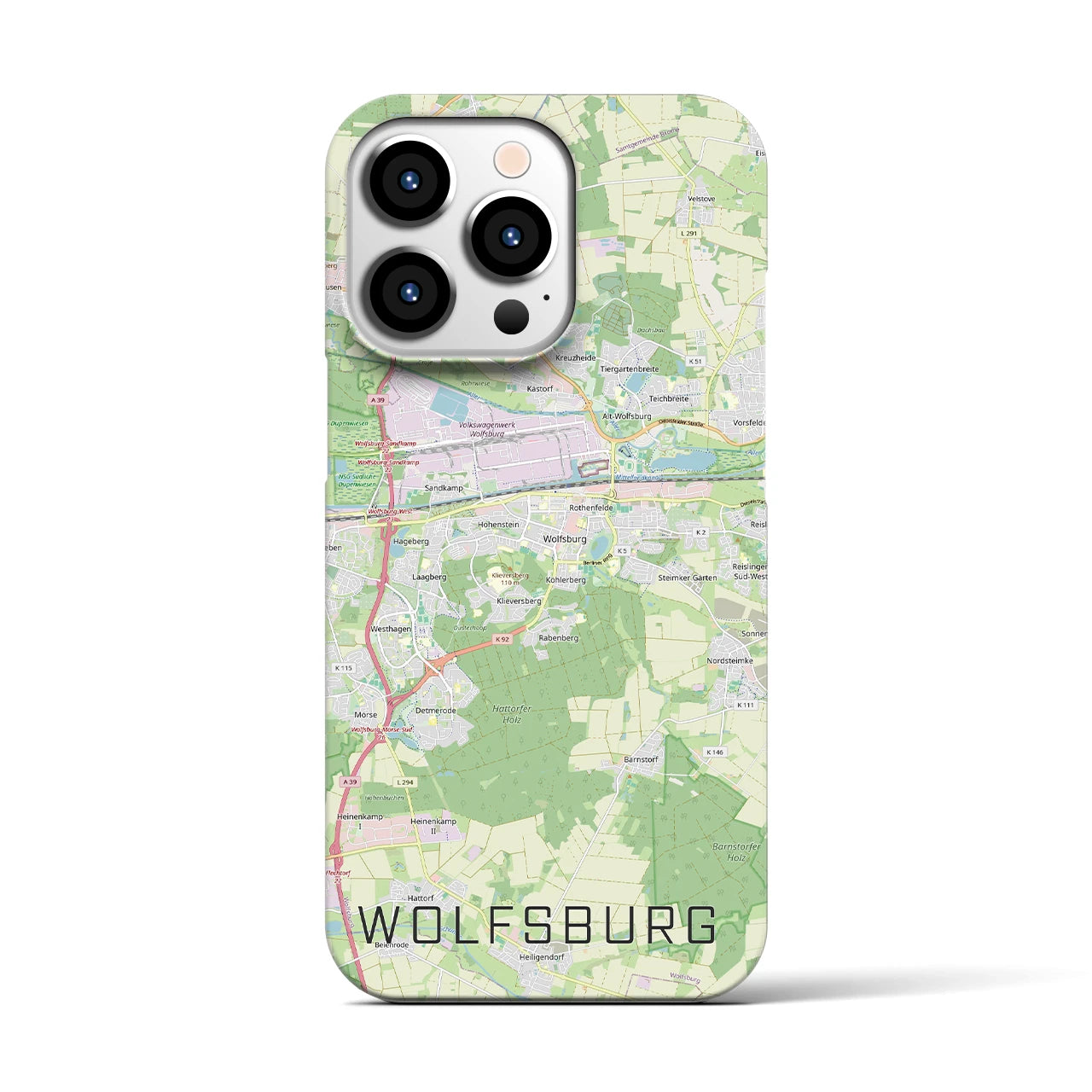 【ヴォルフスブルク（ドイツ）】地図柄iPhoneケース（バックカバータイプ）