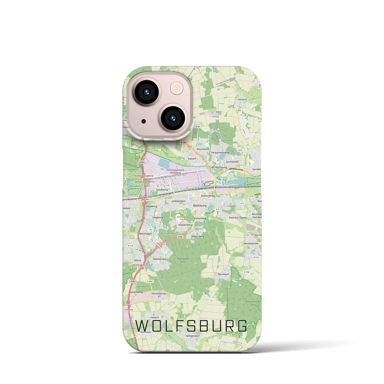 【ヴォルフスブルク（ドイツ）】地図柄iPhoneケース（バックカバータイプ）