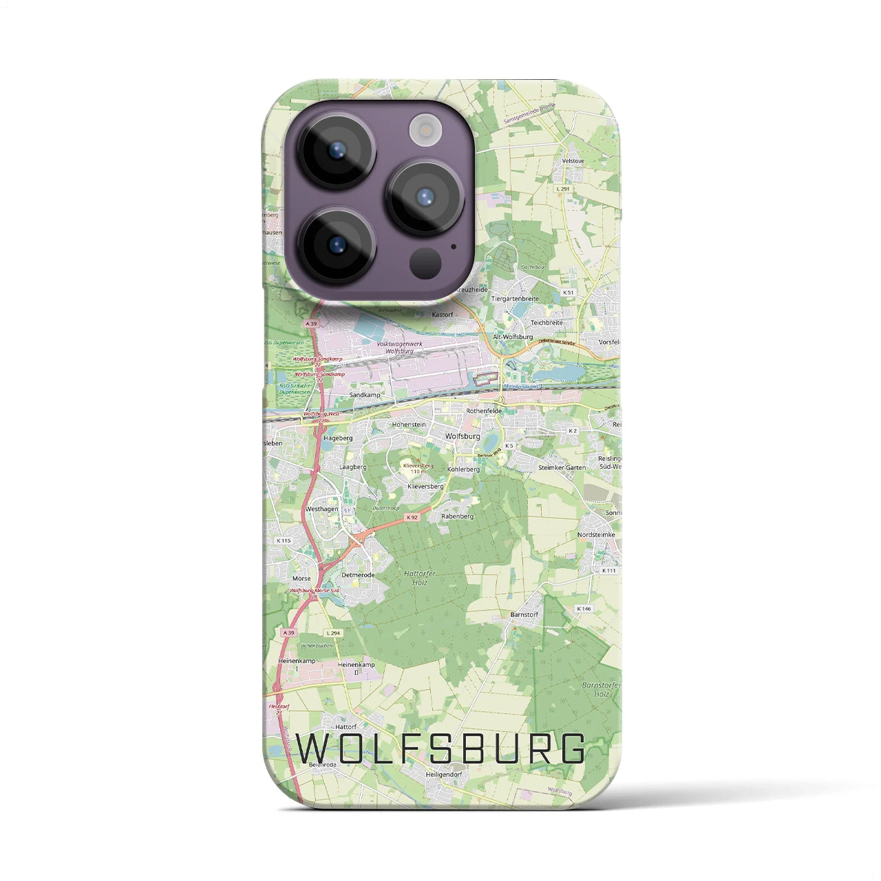 【ヴォルフスブルク（ドイツ）】地図柄iPhoneケース（バックカバータイプ）