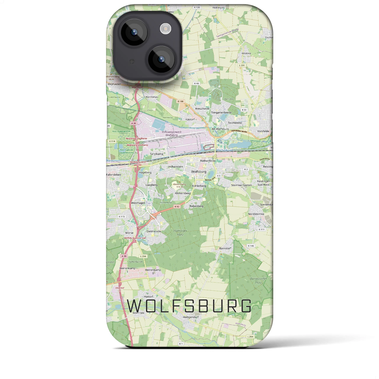 【ヴォルフスブルク（ドイツ）】地図柄iPhoneケース（バックカバータイプ）