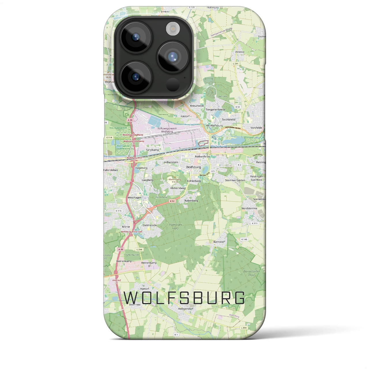 【ヴォルフスブルク（ドイツ）】地図柄iPhoneケース（バックカバータイプ）