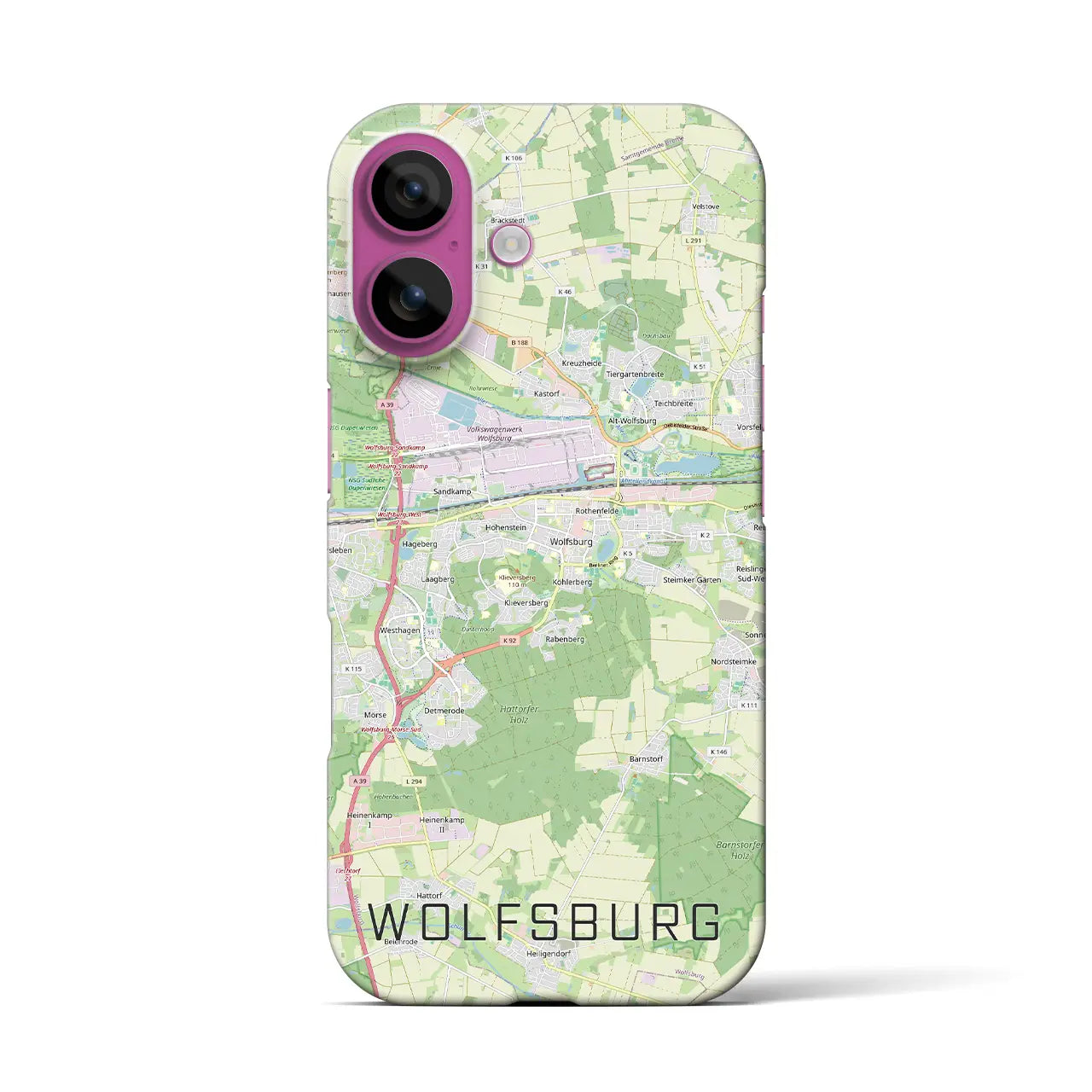 【ヴォルフスブルク（ドイツ）】地図柄iPhoneケース（バックカバータイプ）