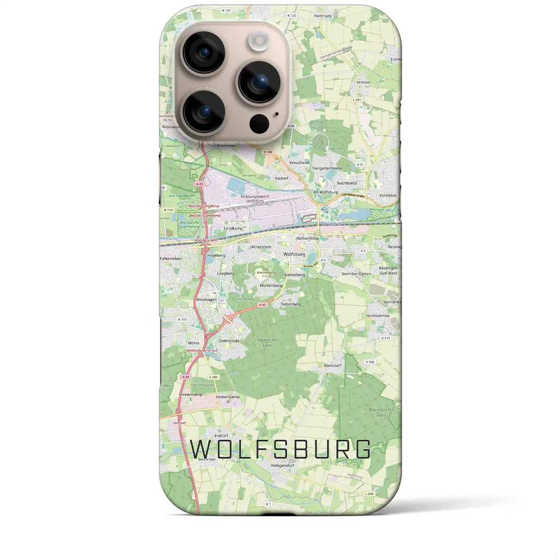 【ヴォルフスブルク（ドイツ）】地図柄iPhoneケース（バックカバータイプ）
