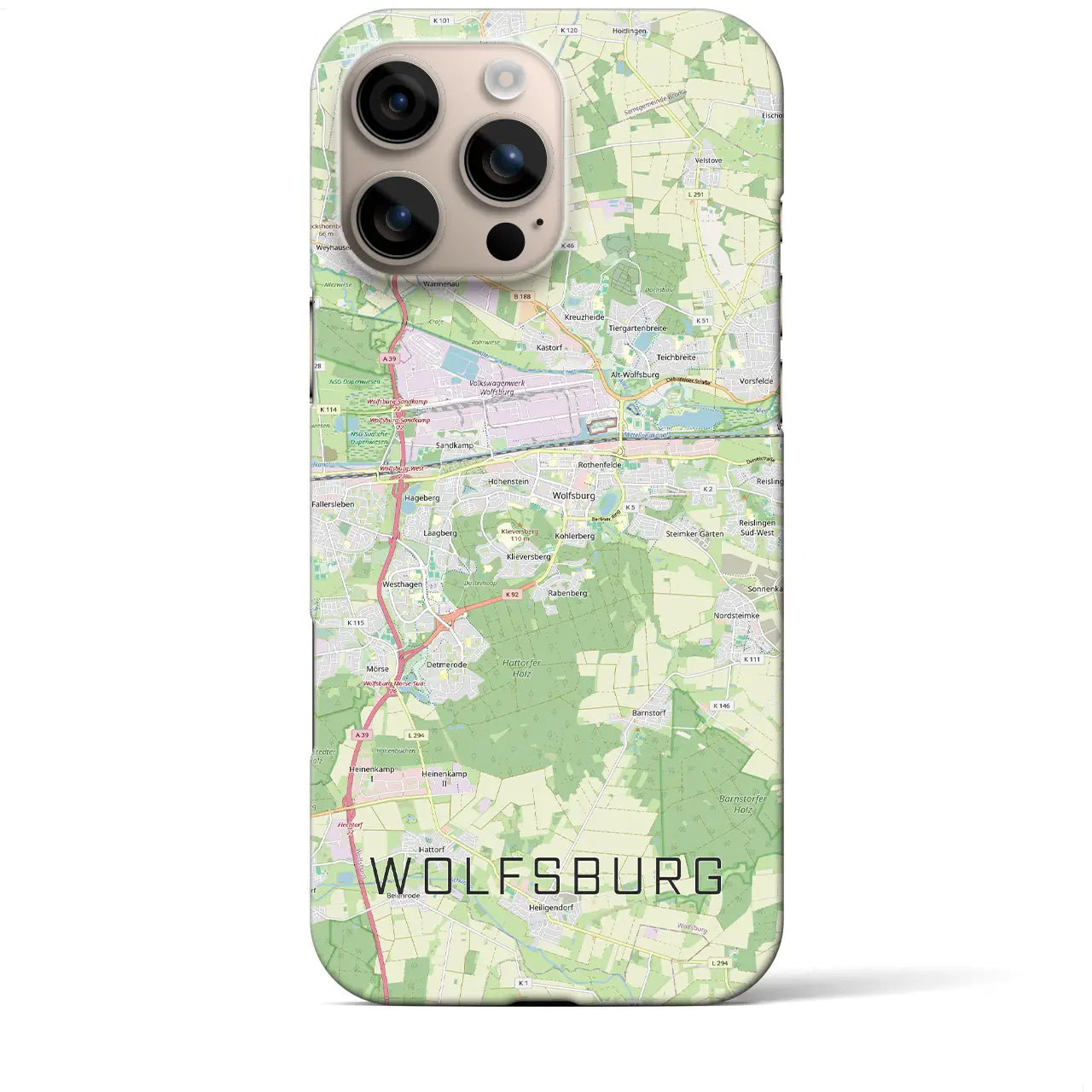 【ヴォルフスブルク（ドイツ）】地図柄iPhoneケース（バックカバータイプ）