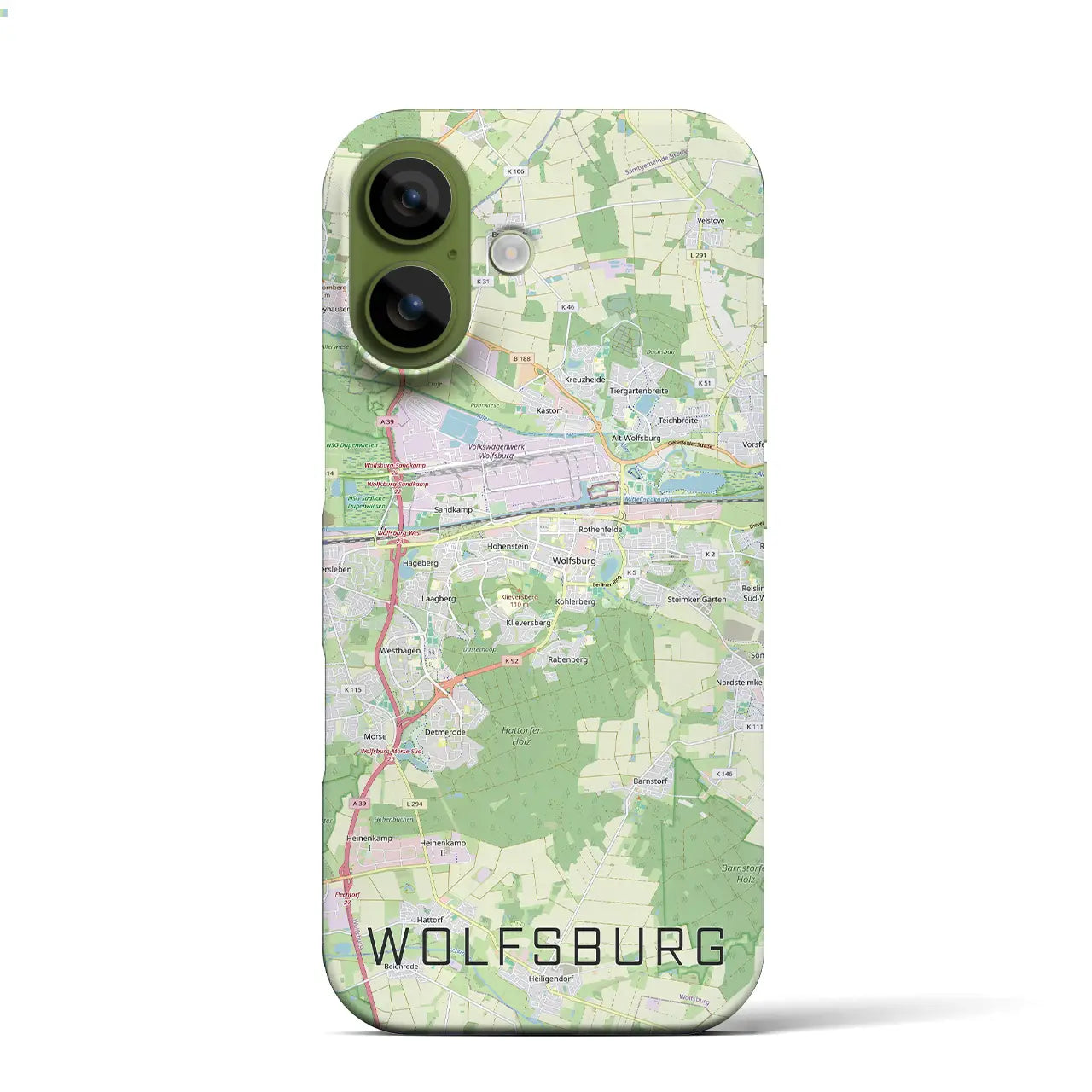 【ヴォルフスブルク（ドイツ）】地図柄iPhoneケース（バックカバータイプ）