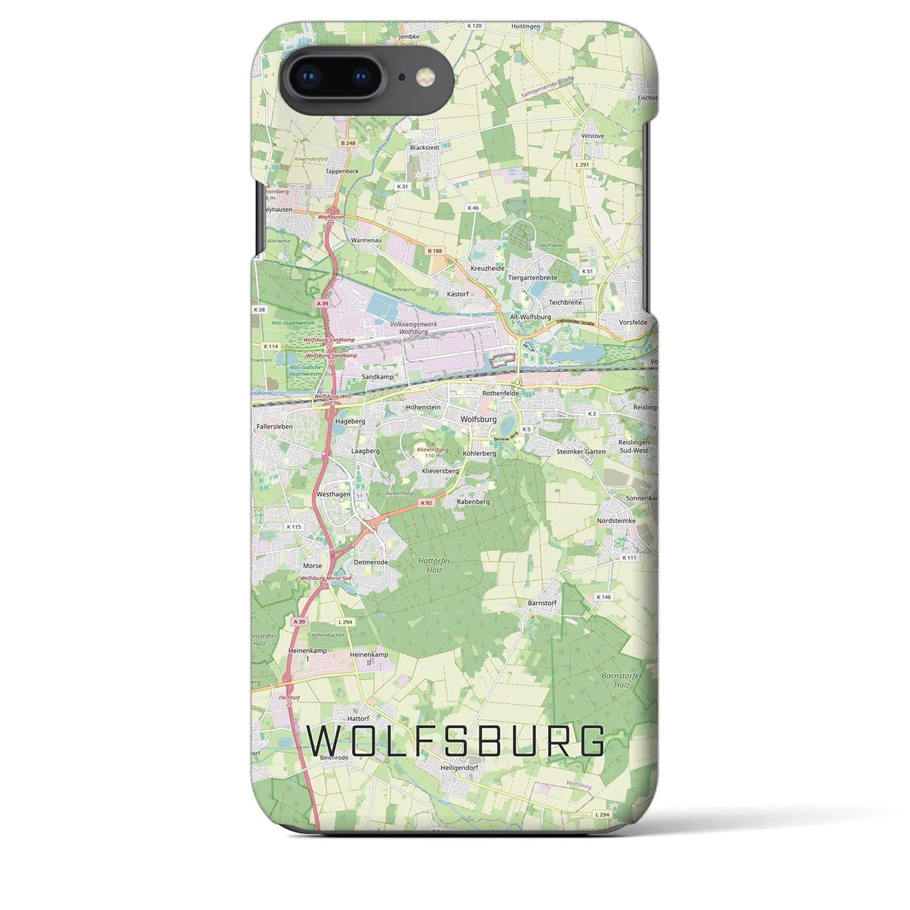 【ヴォルフスブルク（ドイツ）】地図柄iPhoneケース（バックカバータイプ）